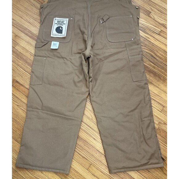 Vintage 80s 46x28 Carhartt Brown Double Knee Quilt Lined Overalls Bibs Union USA - Picture 13 of 16
